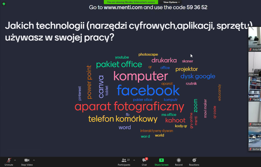zdjęcie ekranu aplikacji ZOOM jednego z&nbsp;przeprowadzonych szkoleń internetowych
