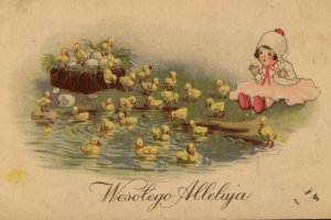 dziewczynka i żółte kaczuski